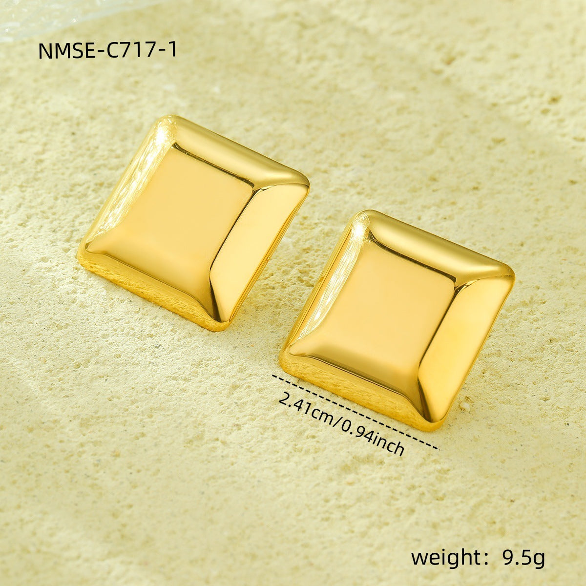Orecchini quadrati minimalisti in acciaio inossidabile con placcatura in oro 18 carati da donna