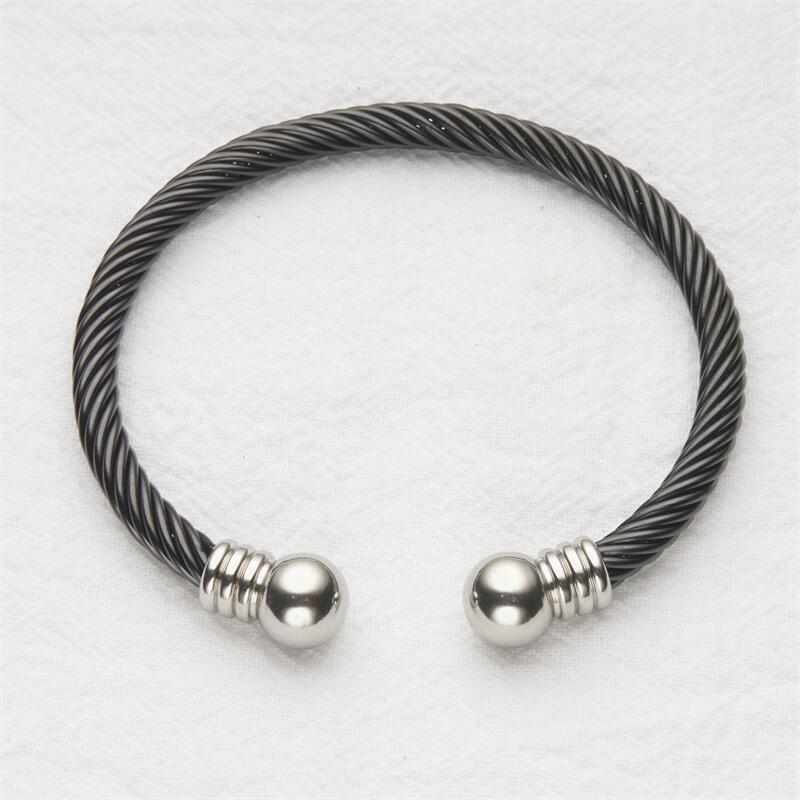 Polished Stainless Steel Cable Rope C-Shaped Bracelet for Women with Natural Style