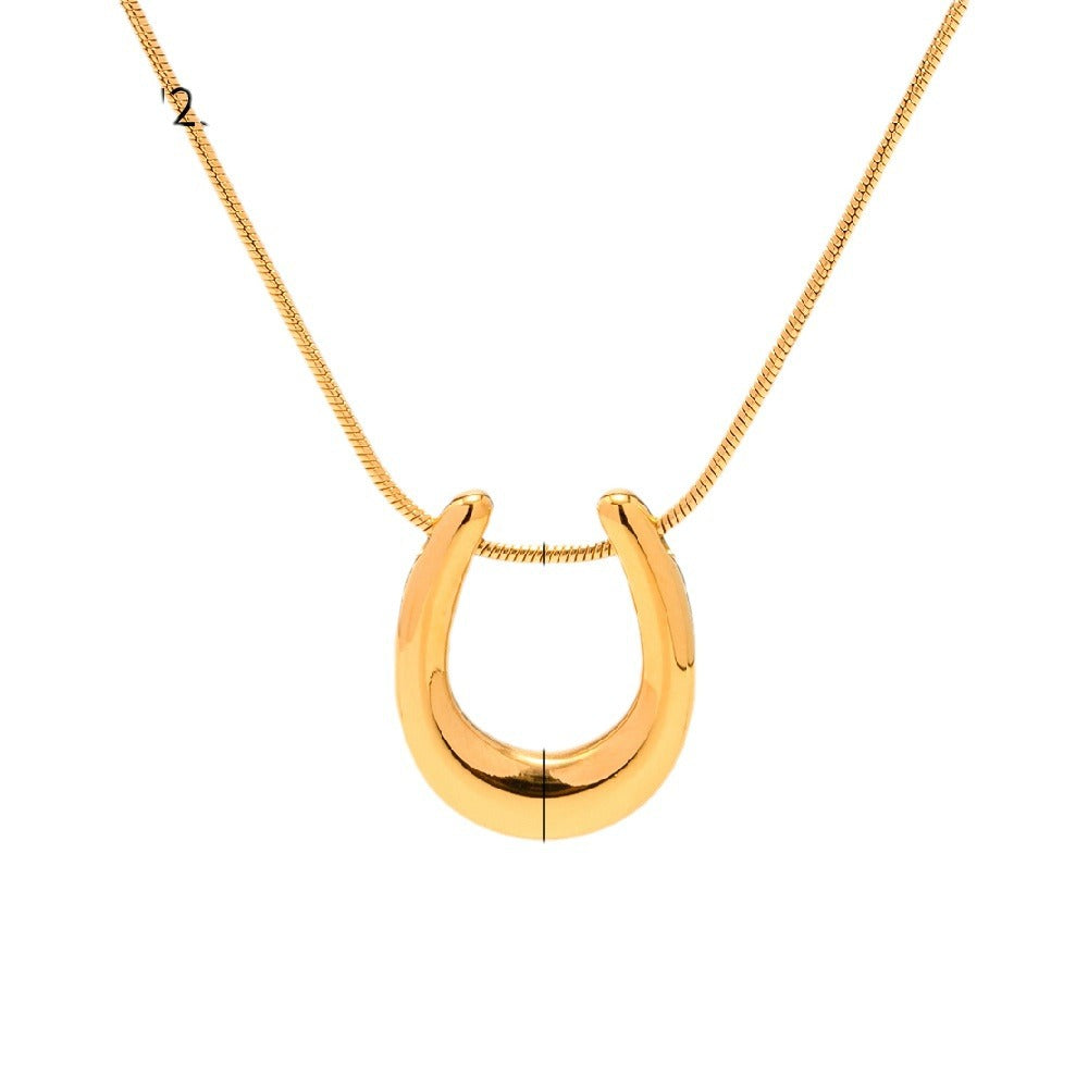 Trendy Asymmetric 18K Gold Plated Stainless Steel Pendant Necklace for Women