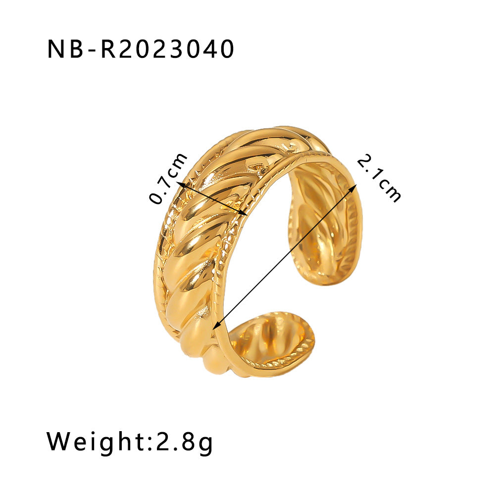 Minimalist Heart-Shaped Geometric Stainless Steel Open Ring for Women with 18K Vacuum Plating Finish