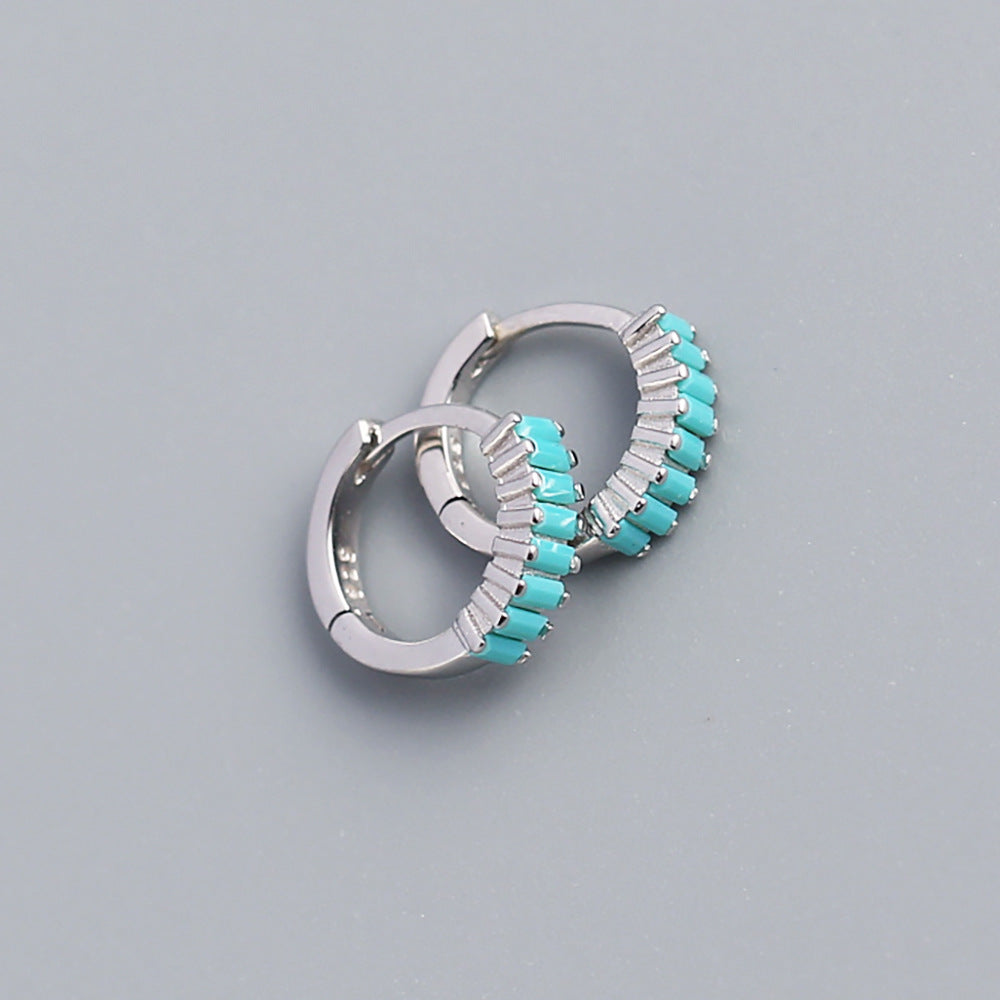 Pendientes de tuerca de plata esterlina 925 con incrustaciones geométricas de diamantes de imitación para hombres y mujeres unisex