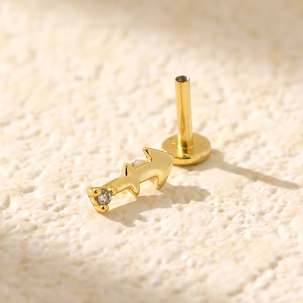 Minimalist S925 Sterling Silver Zodiac Flat Back Cartilage Earrings for Unisex