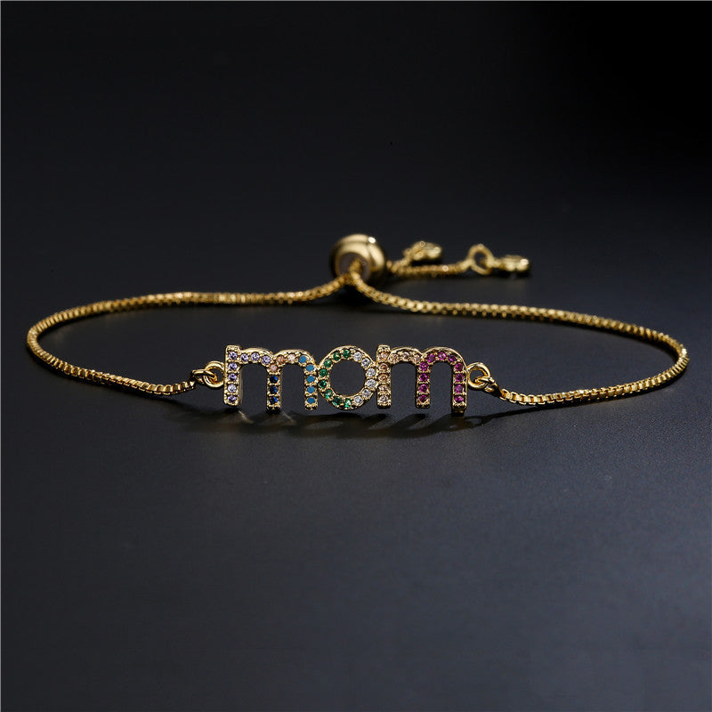 Geometric Brass Gold Plated Bracelet with Micro-set Cubic Zirconia for Women