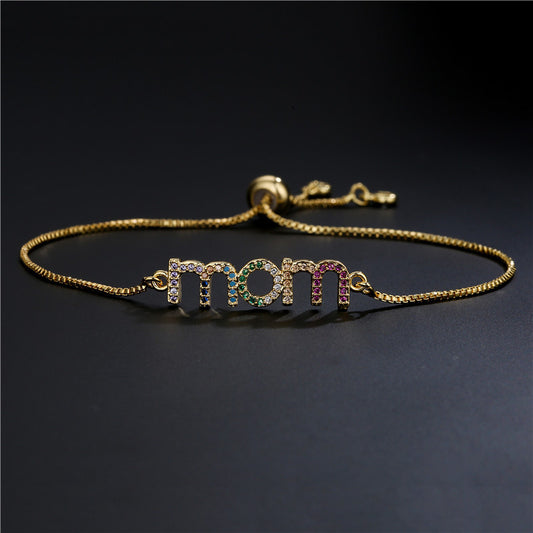 Geometric Brass Gold Plated Bracelet with Micro-set Cubic Zirconia for Women