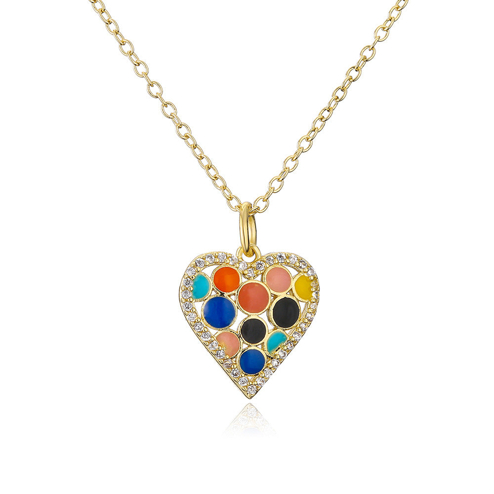 Minimalist Heart and Butterfly Pendant Necklace for Women in Copper with 18K Gold Plating, Geometric Design Locket Chain