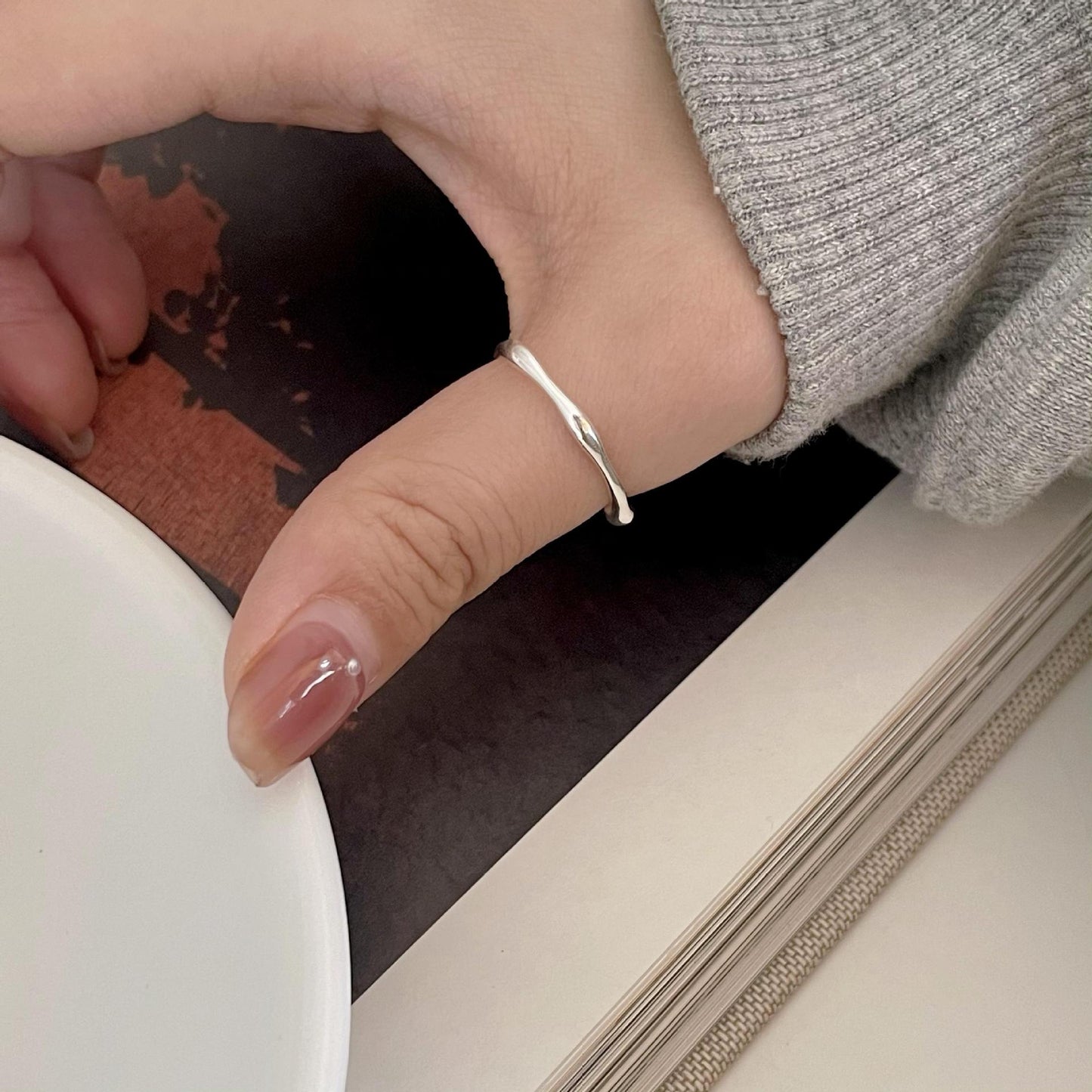 Minimalist 925 Sterling Silver Geometric Plated Ring
