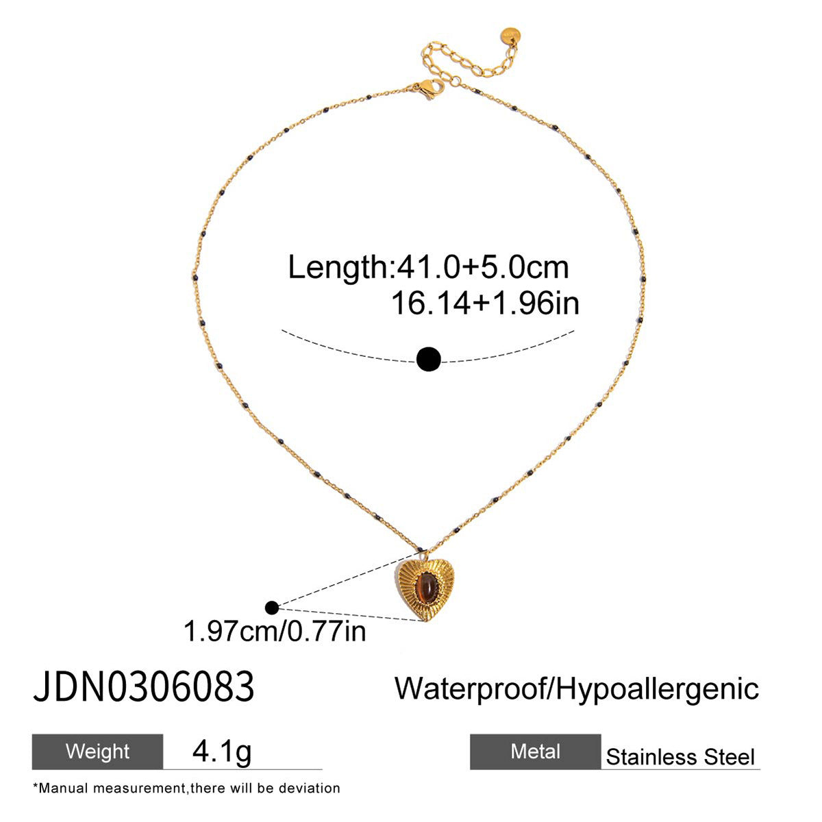 Collana con ciondolo a cuore geometrico in titanio e catena in acciaio inossidabile galvanizzato per donna