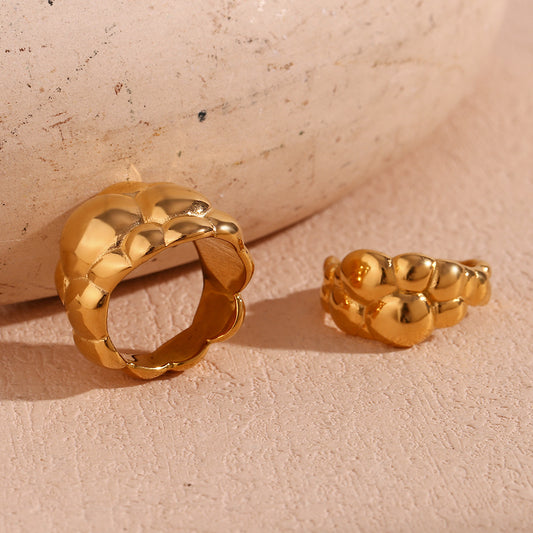 Minimalist Geometric Cloud-Shaped Stainless Steel Ring with 18K Gold Plating for Women