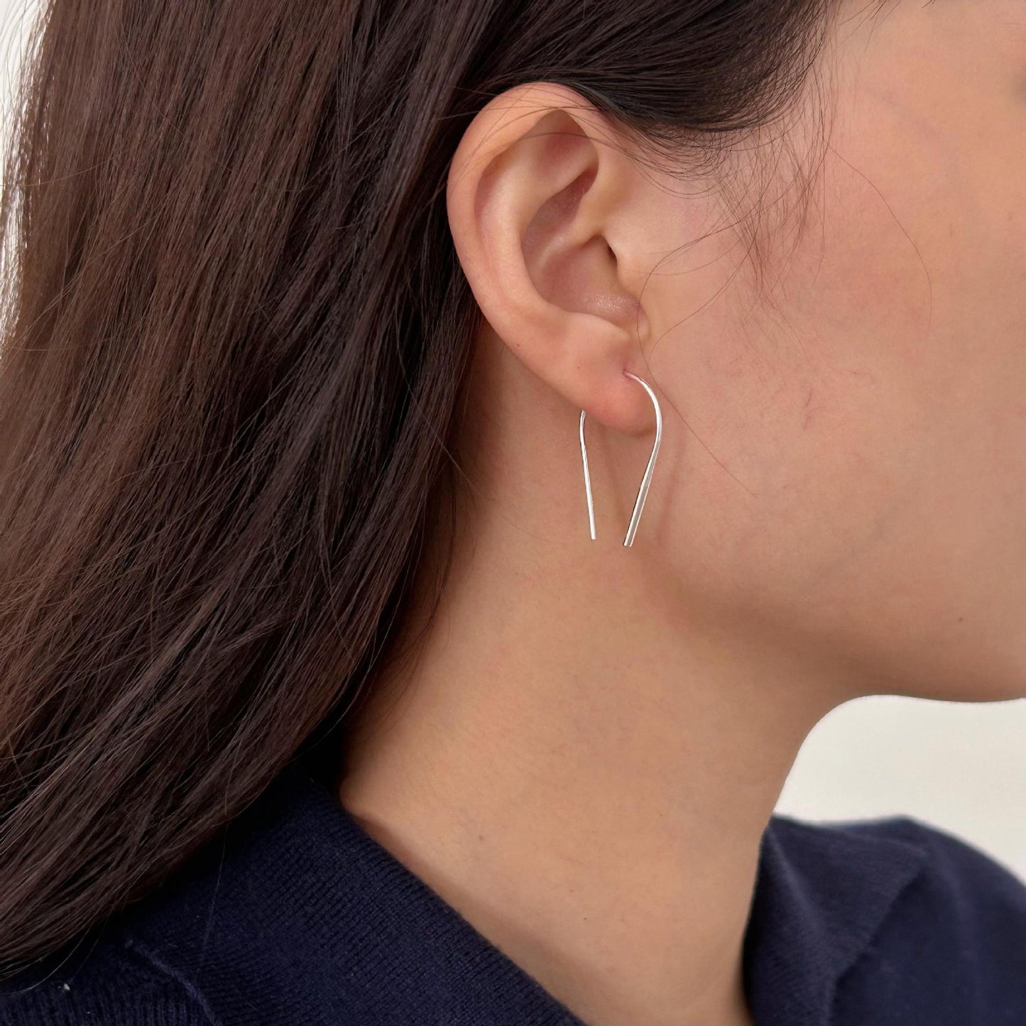 Pendientes de plata de ley 925 con forma de U, estilo coreano, diseño geométrico, con incrustaciones de perlas, joyería para mujer