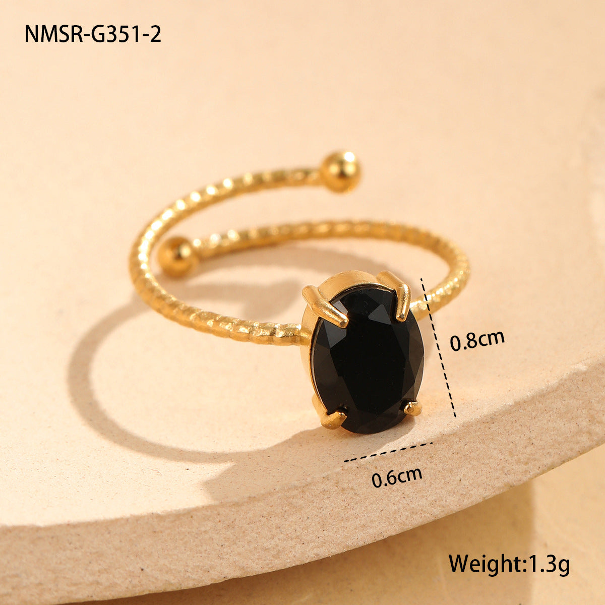 Anillo minimalista ovalado de circonita de acero inoxidable con acabado chapado para mujer, elegante para uso diario