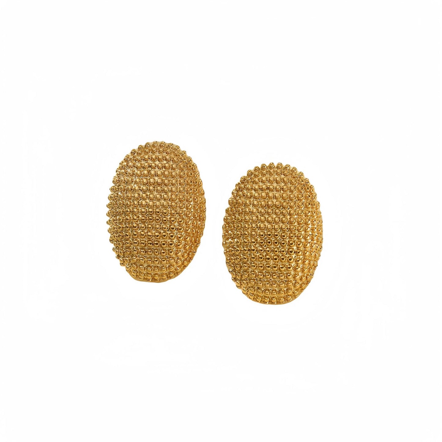 Pendientes de botón ovalados minimalistas de acero inoxidable para mujer con acabado chapado, ligeros, elegantes, joyas para el día a día