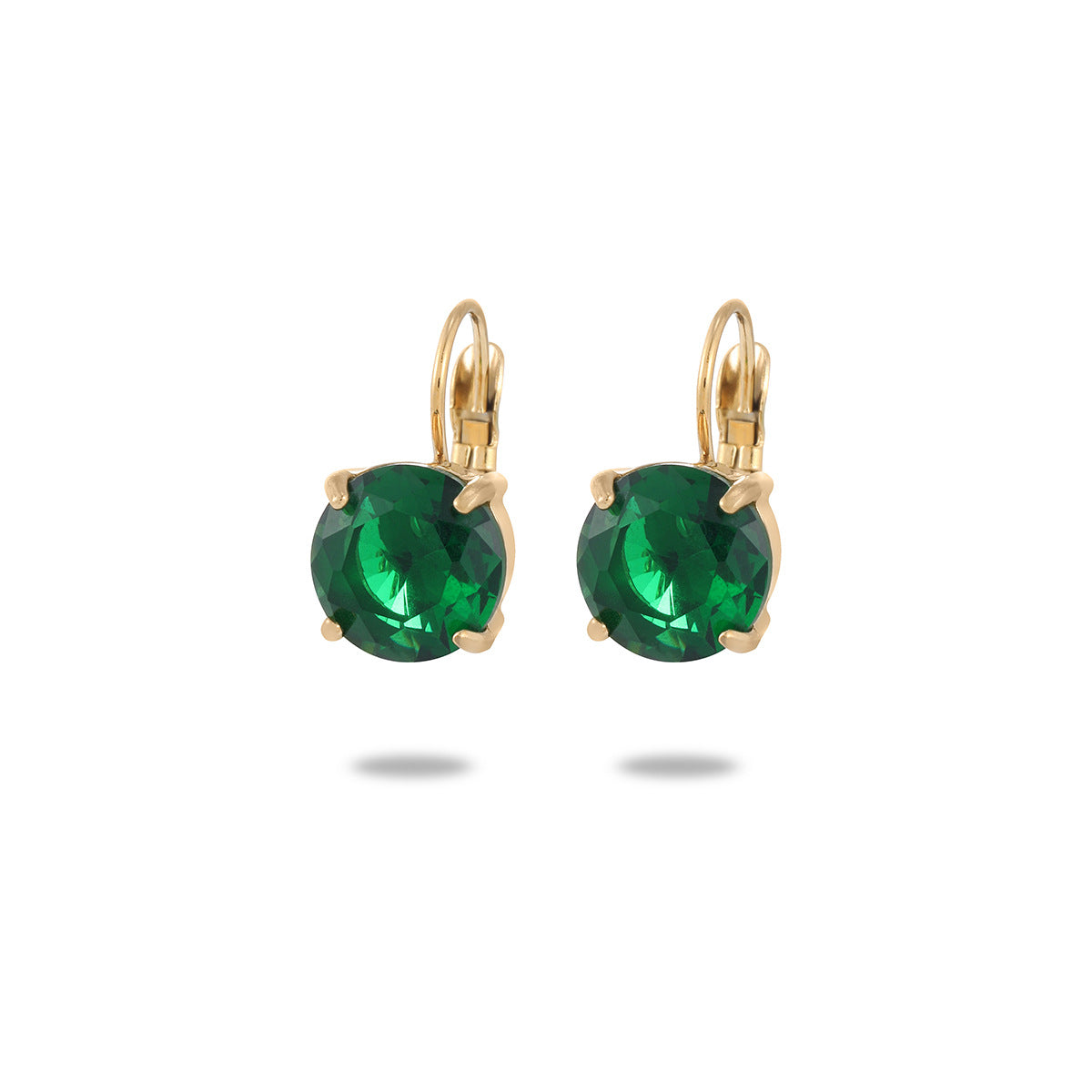 Fashion Minimalist 18K Gold Plated Stainless Steel Geometric Round Single Stone Stud Earrings for Women