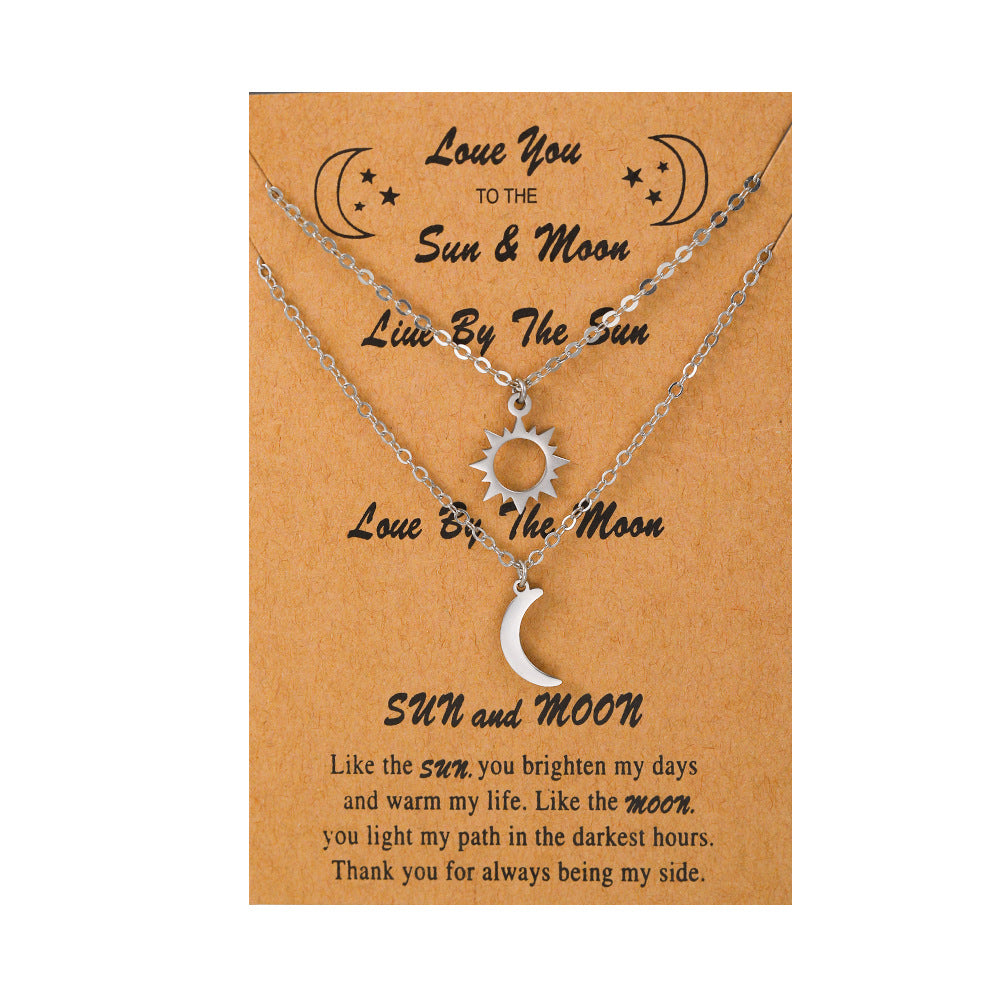 Star Moon Titanium Steel Pendant Necklace for Unisex