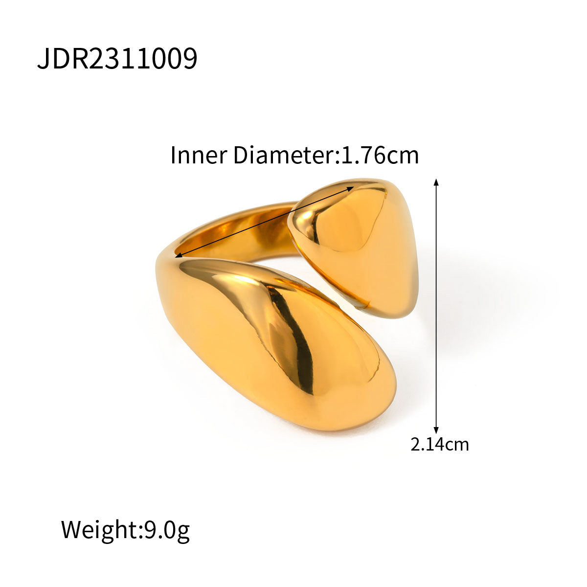 Anillo minimalista geométrico de acero inoxidable con baño de oro para uso unisex