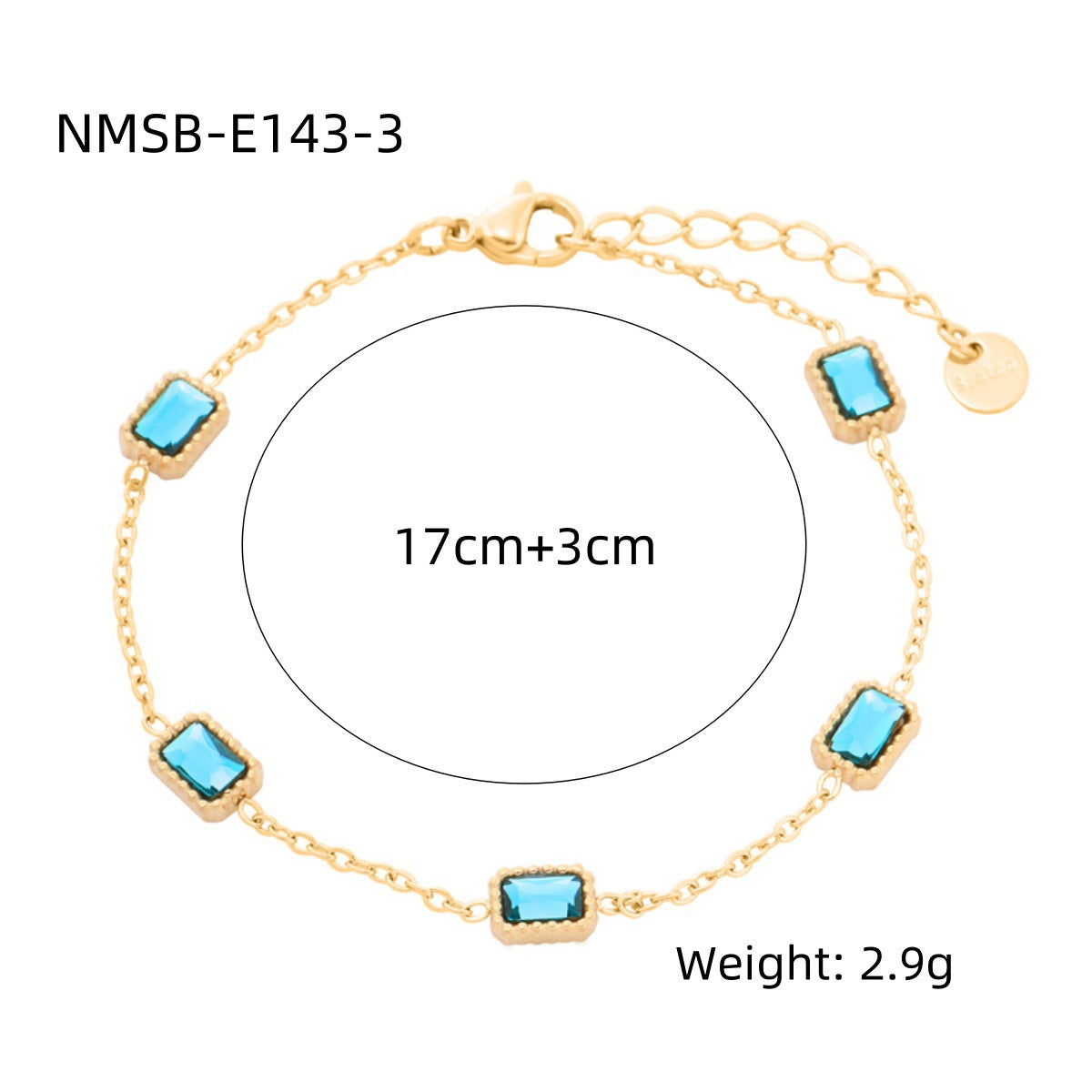 Bracciale da donna in acciaio al titanio placcato oro 18K con strass colorati a forma geometrica, alla moda