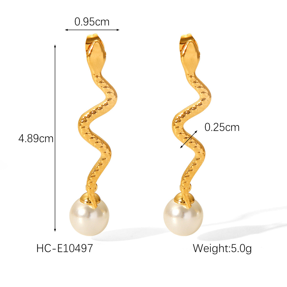 Minimalist Heart-Shaped Gold-Plated Stainless Steel Pearl Stud Earrings for Women