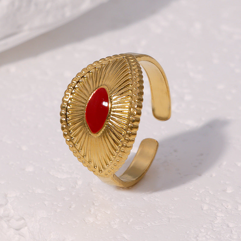 Anello Aperto Geometrico Vintage Minimalista Placcato Oro 18K in Acciaio Inossidabile per Donna