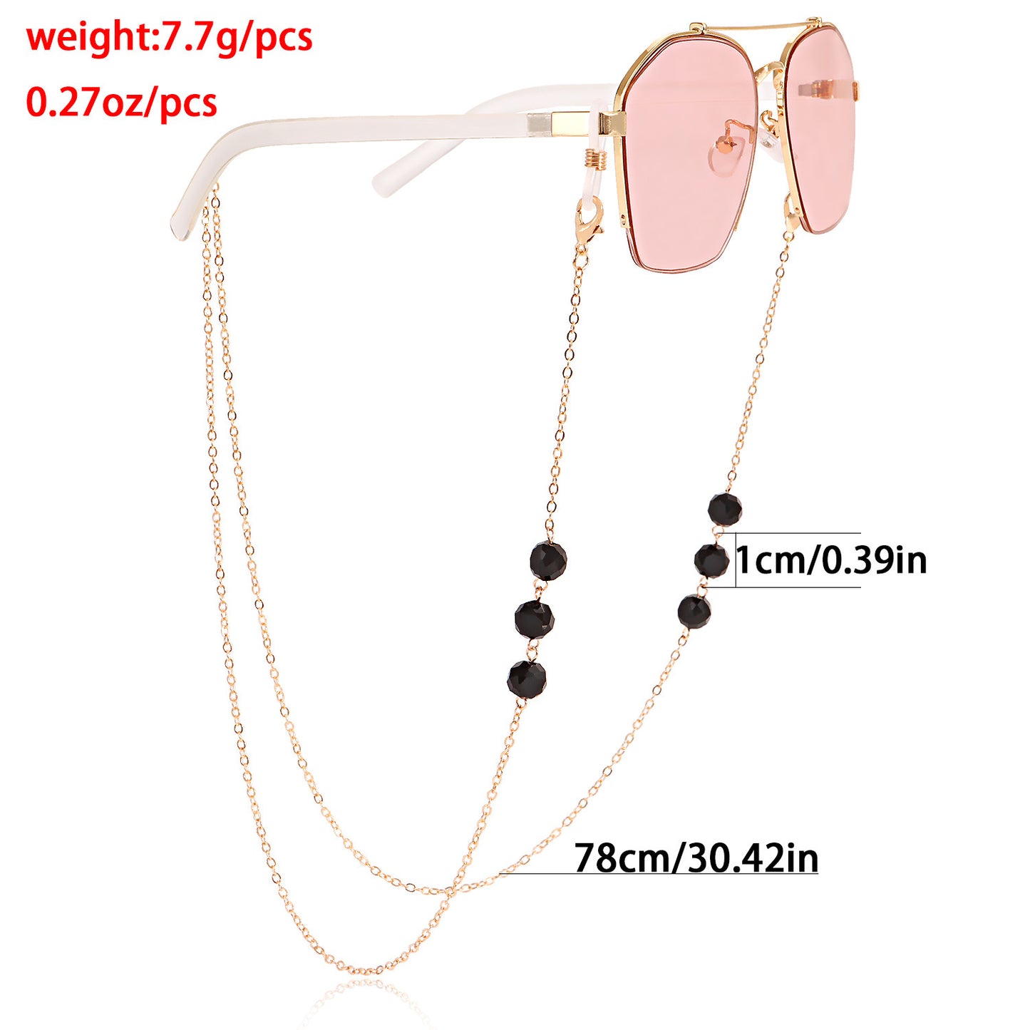 Crystal Inlay Alloy Mask Chain and Glasses Lanyard