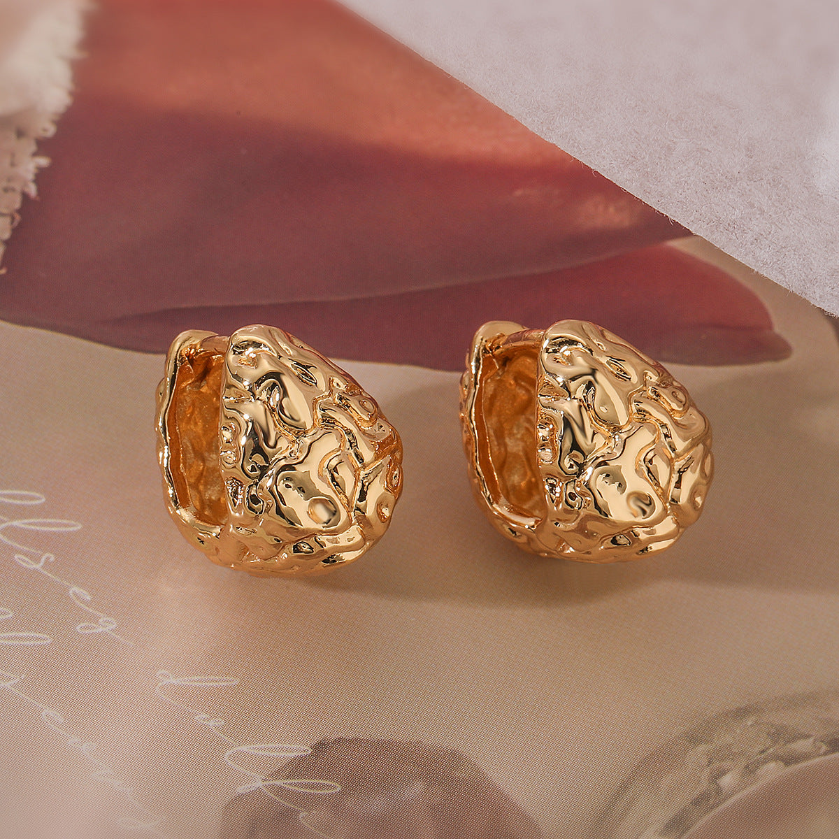Minimalist Geometric Folded Heart Earrings for Women in Brass with Real Gold Plating