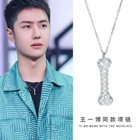 Minimalist Irregular Floral Pendant Necklace for Women and Men in Titanium Steel with Gold Plated Copper Charm on O-Chain