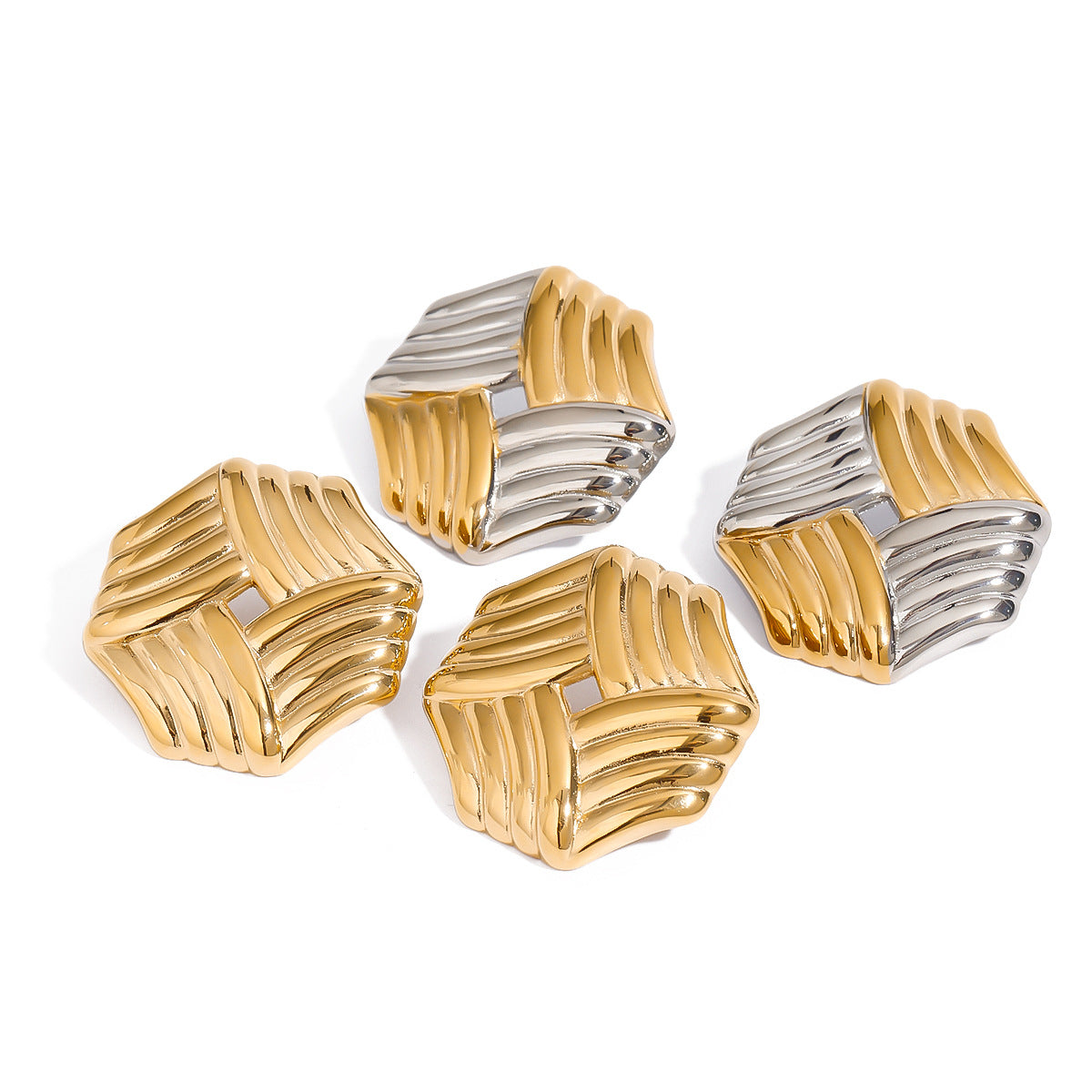Luxury Geometric Square Stainless Steel and Titanium Steel Plated Earrings for Women