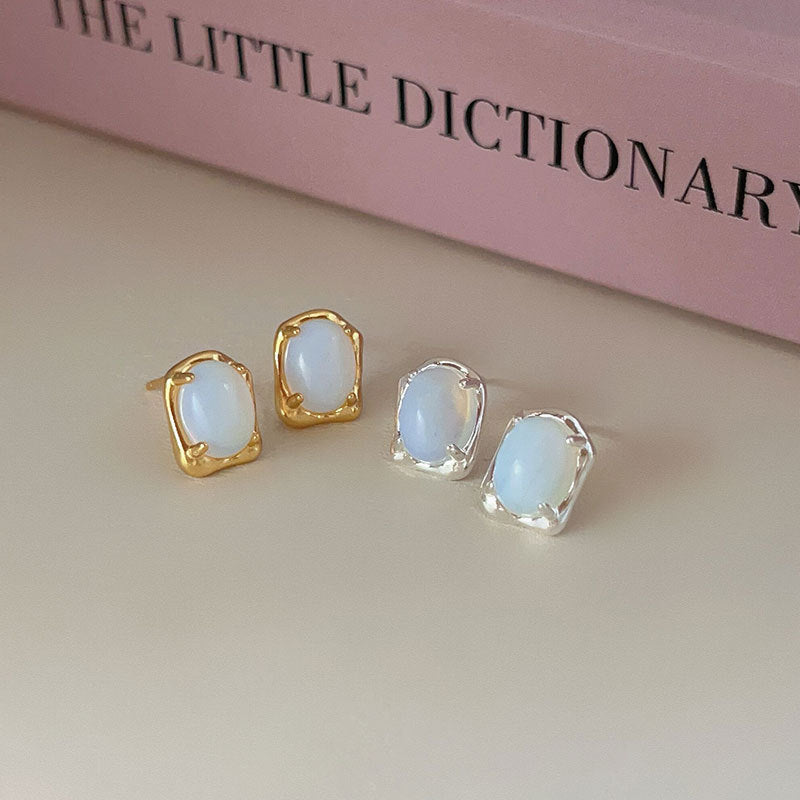 Minimalist Irregular Geometric Letter Stud Earrings in 925 Sterling Silver with Gold Plating