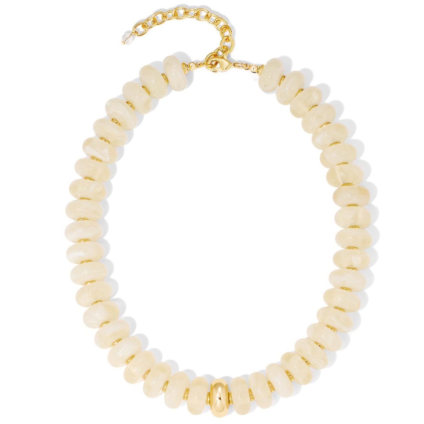 Minimalist Geometric Round Oval Acrylic Beaded Charm Bar Gold Tone Adjustable Cable Chain for Women Unisex