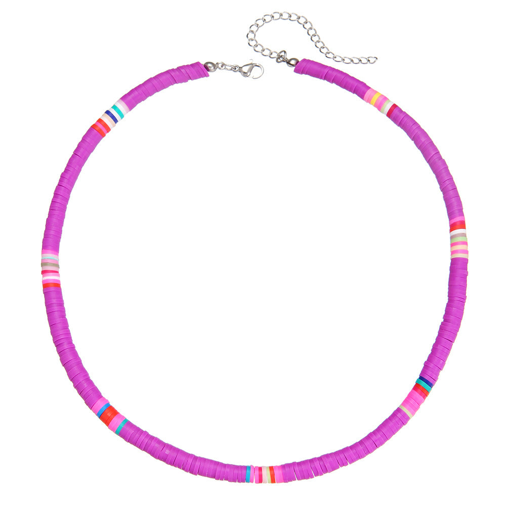 Minimalist Geometric Round Stainless Steel Resin Beaded Cable Chain Charm Bar