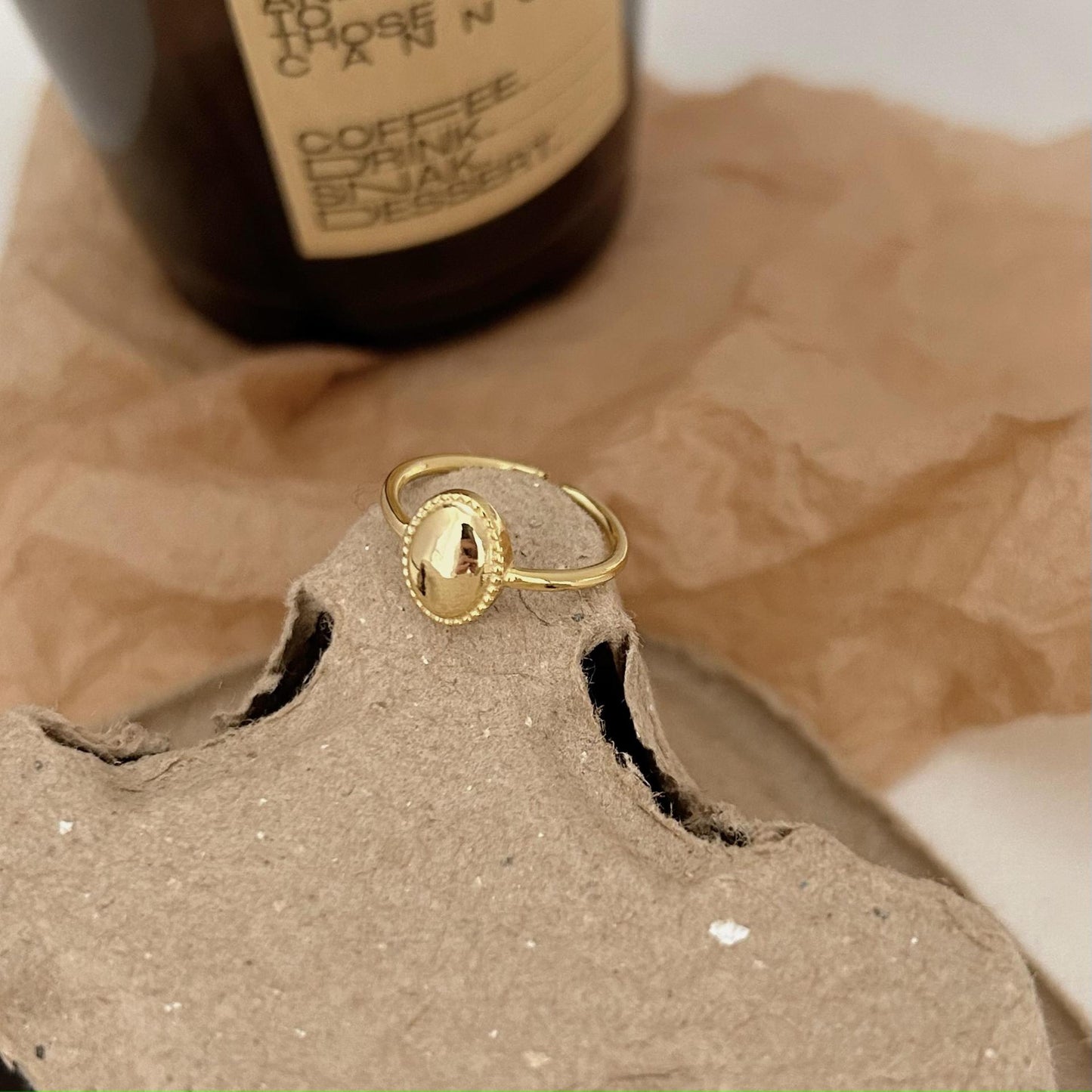 Anello geometrico a cuore ovale placcato in argento sterling 925, minimalista e grazioso, da donna