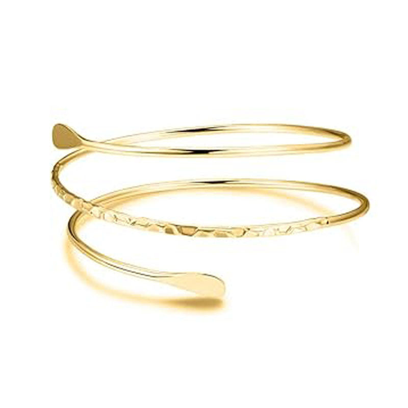 Geometric Leaf Design Plated Iron Arm Cuff Bracelet Set with Tassels