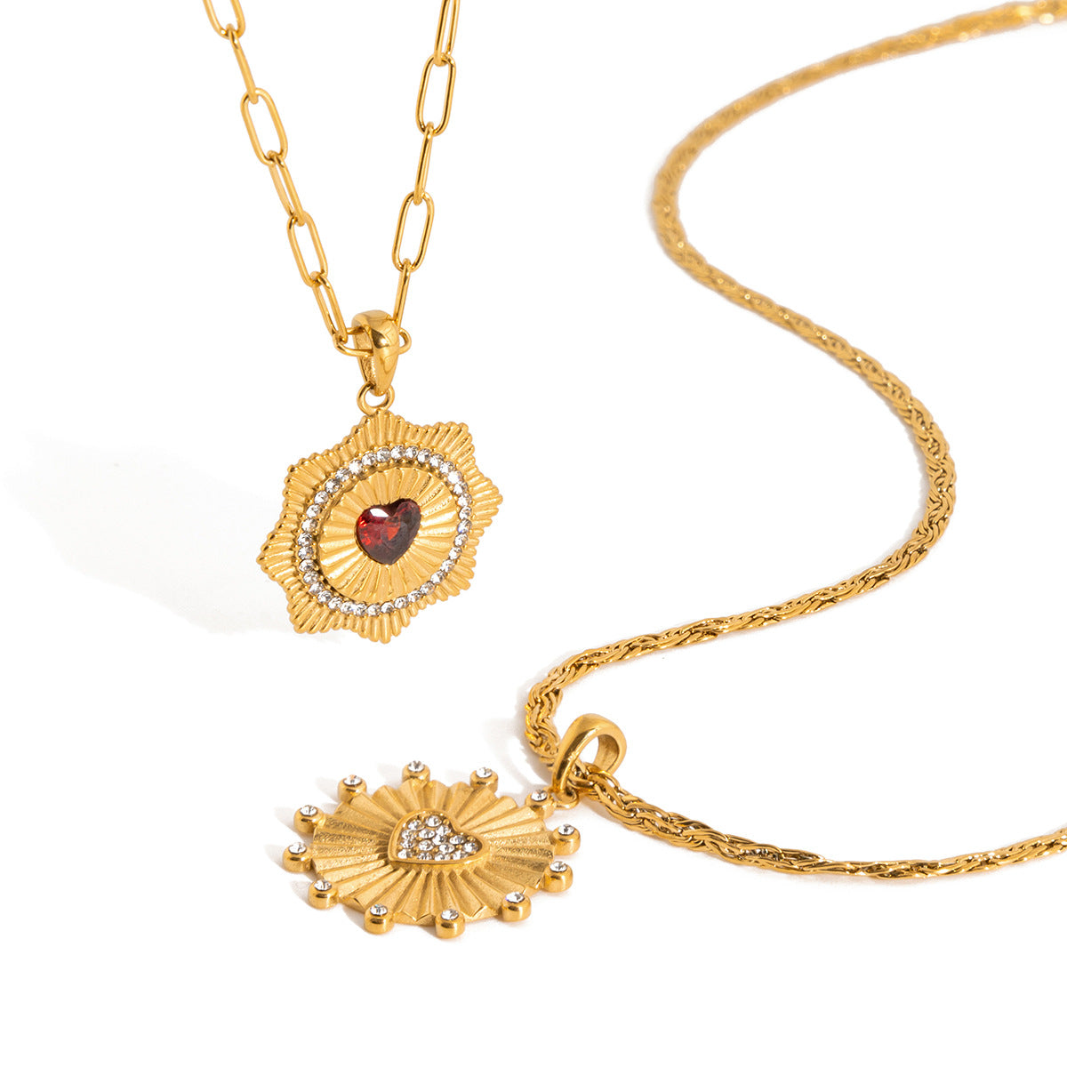 Collana Minimalista in Acciaio Inossidabile a Forma di Cuore con Placcatura in Oro Sottovuoto PVD da Donna Ciondolo Catena Gioielli