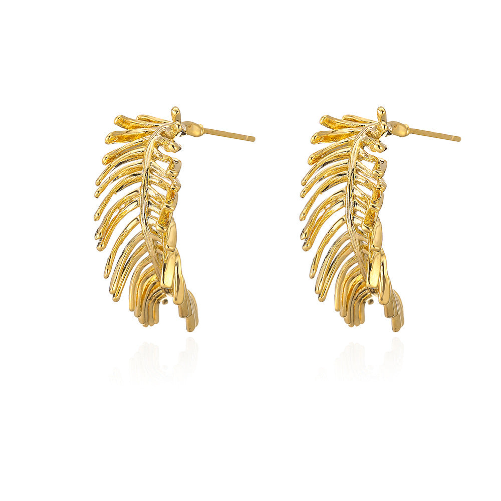 Orecchini irregolari geometrici in rame placcati oro 18K da donna, gioielli per orecchie alla moda e minimalisti