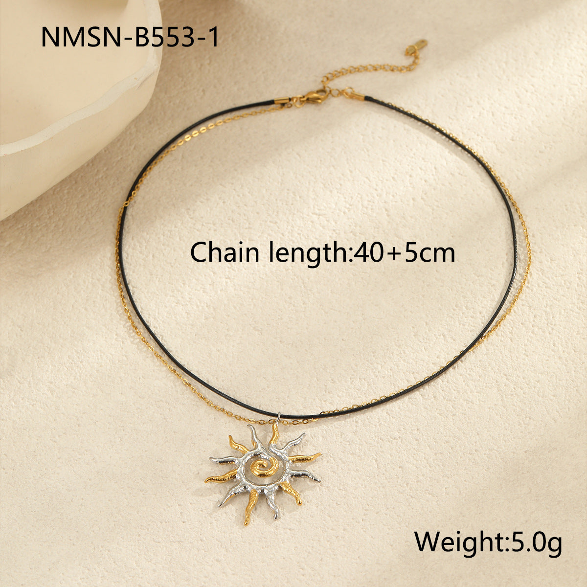 Collar minimalista con colgante de girasol de acero de titanio con acabado chapado para mujer