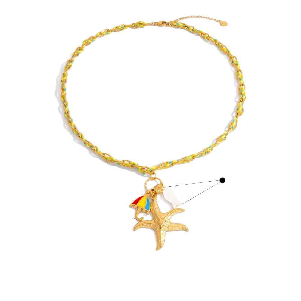 Casual Plated Stainless Steel Star Pendant Necklace for Women