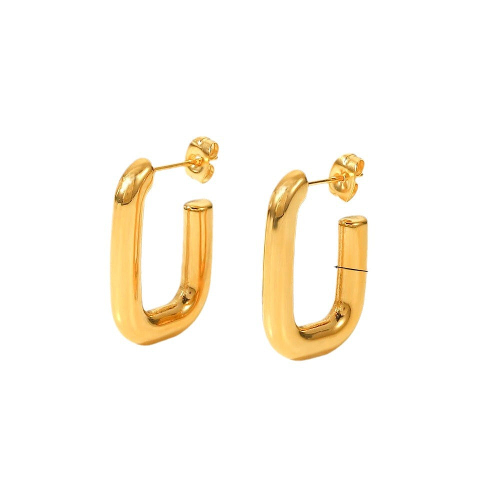 Orecchini geometrici in acciaio inossidabile con placcatura sottovuoto da donna, gioielli alla moda resistenti allo sbiadimento