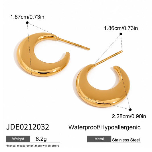 Elegant Moon Geometric Stainless Steel Plated Stud Earrings for Women