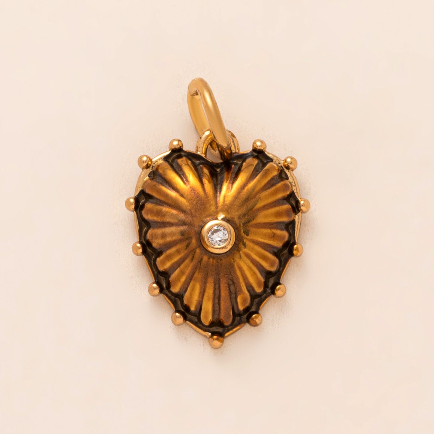 Vintage Heart Brass Plated Charm Bar Cable Chain Pendant