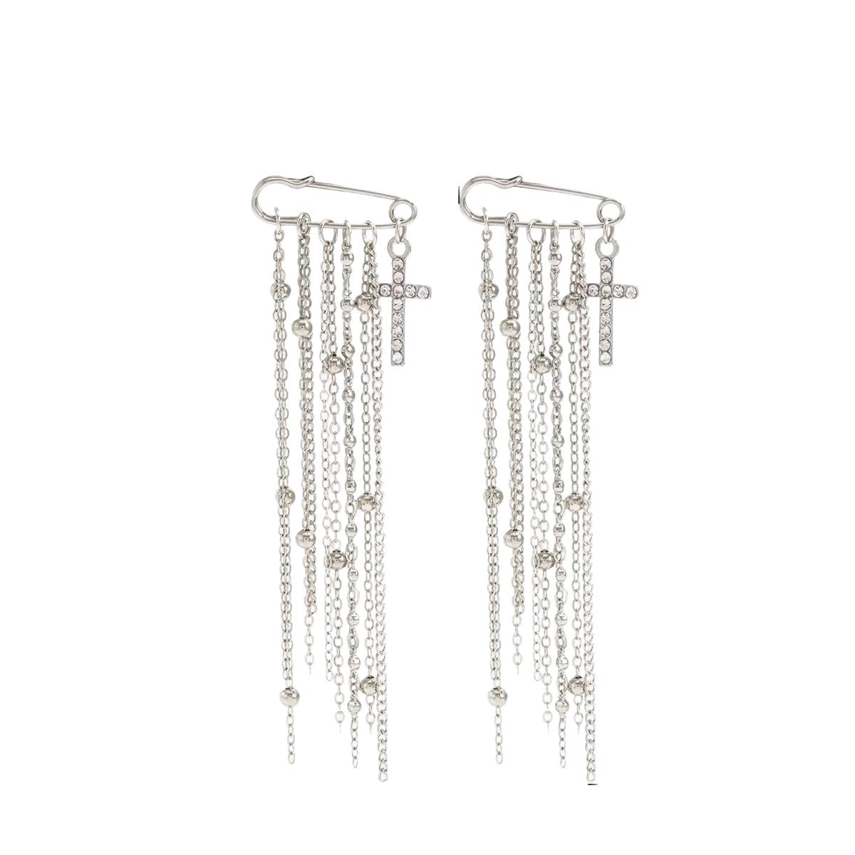 Minimalist Heart Cross Alloy Anklet with Tassel Chain