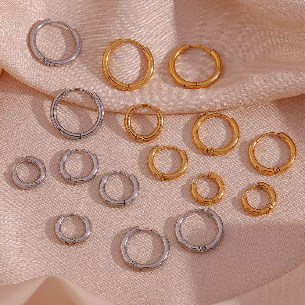 Minimalist Geometric Stainless Steel Ear Cuffs with 18K Gold Plating for Women