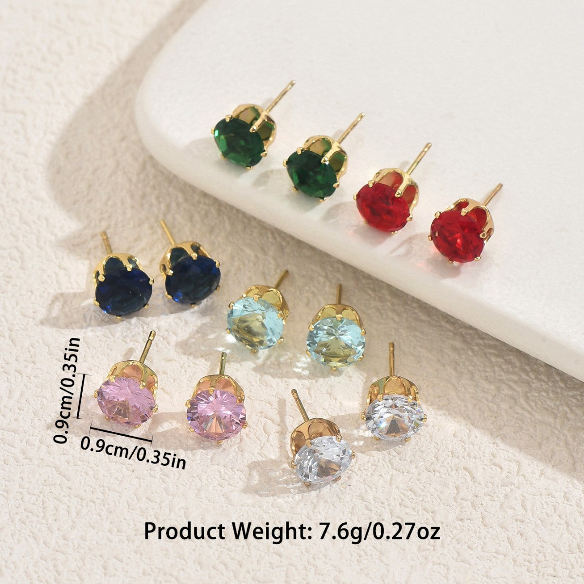 Set de pendientes geométricos minimalistas con circonitas incrustadas para mujer con formas redondas, ovaladas y de aro