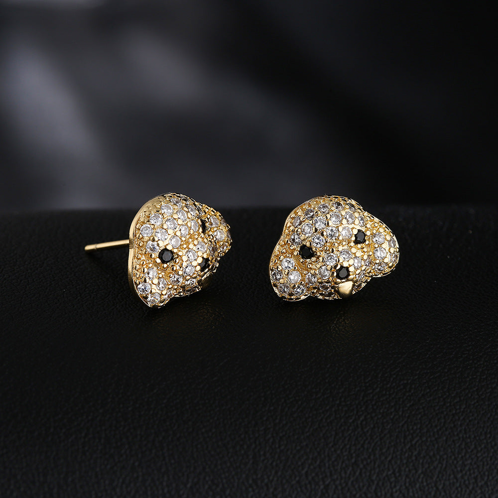 Orecchini a forma di animali carini in rame con Zirconi micro-incastonati, placcati in oro 18 carati da donna