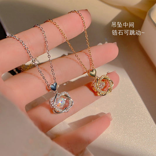 Collana con ciondolo a cuore minimalista per uomo e donna, in acciaio al titanio, catena a serpente con zirconi micropavé, collana a girocollo stile medaglione