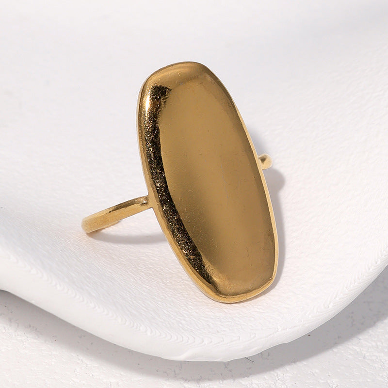 Anello Aperto Geometrico Minimalista Vintage in Acciaio Inox Placcato Oro 18K per Donna