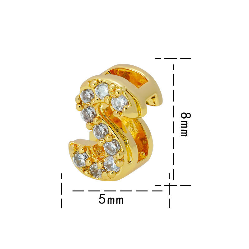 Collana con Ciondolo a Lettera Minimalista da Donna in Acciaio al Titanio con Placcatura in Oro 18K e Strass su Catena O-Ring