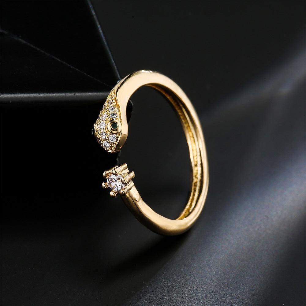 Minimalist Geometric Copper Ring with 18K Gold Plating and Micro-Paved Zirconia