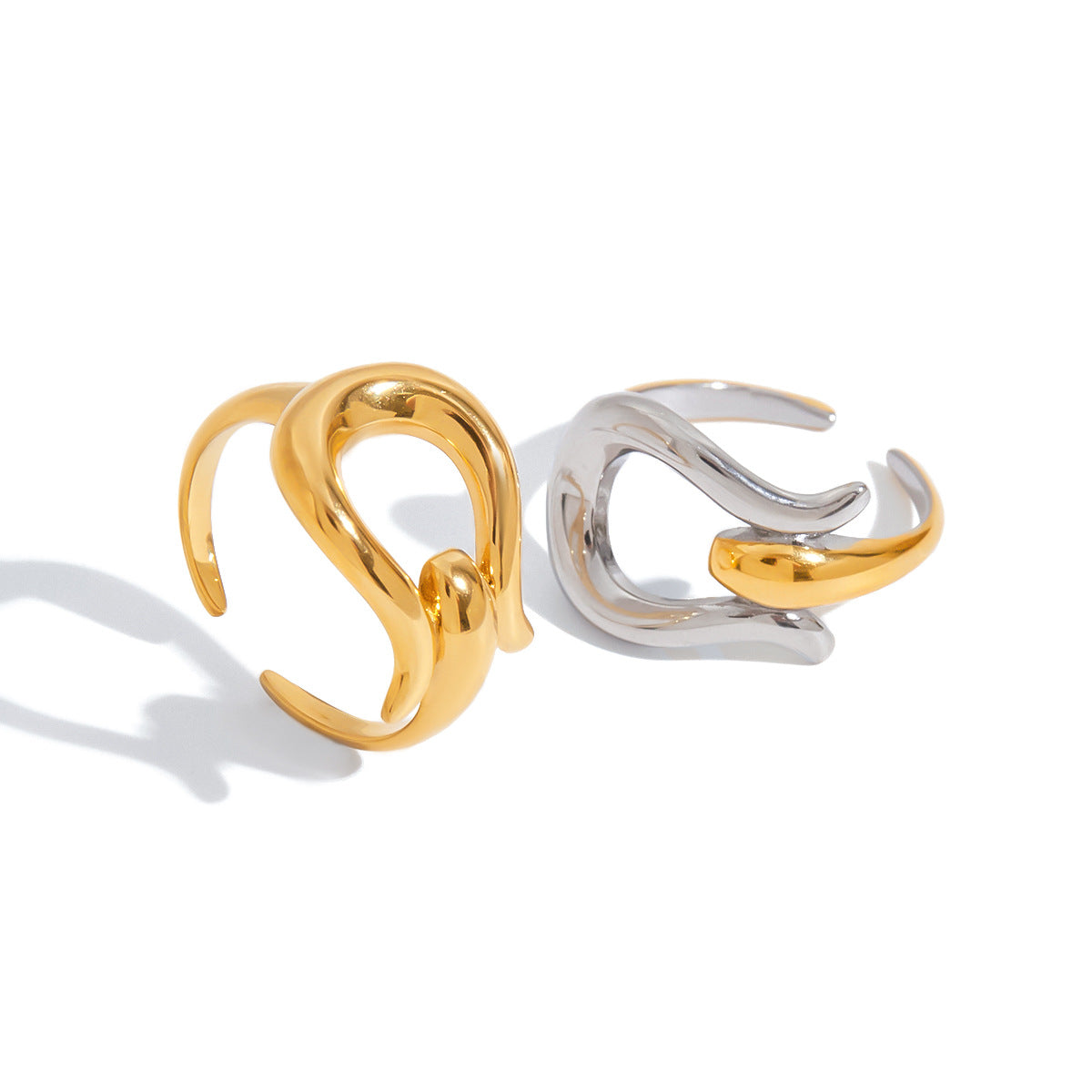 Minimalist Geometric Plated Stainless Steel Ring for Women