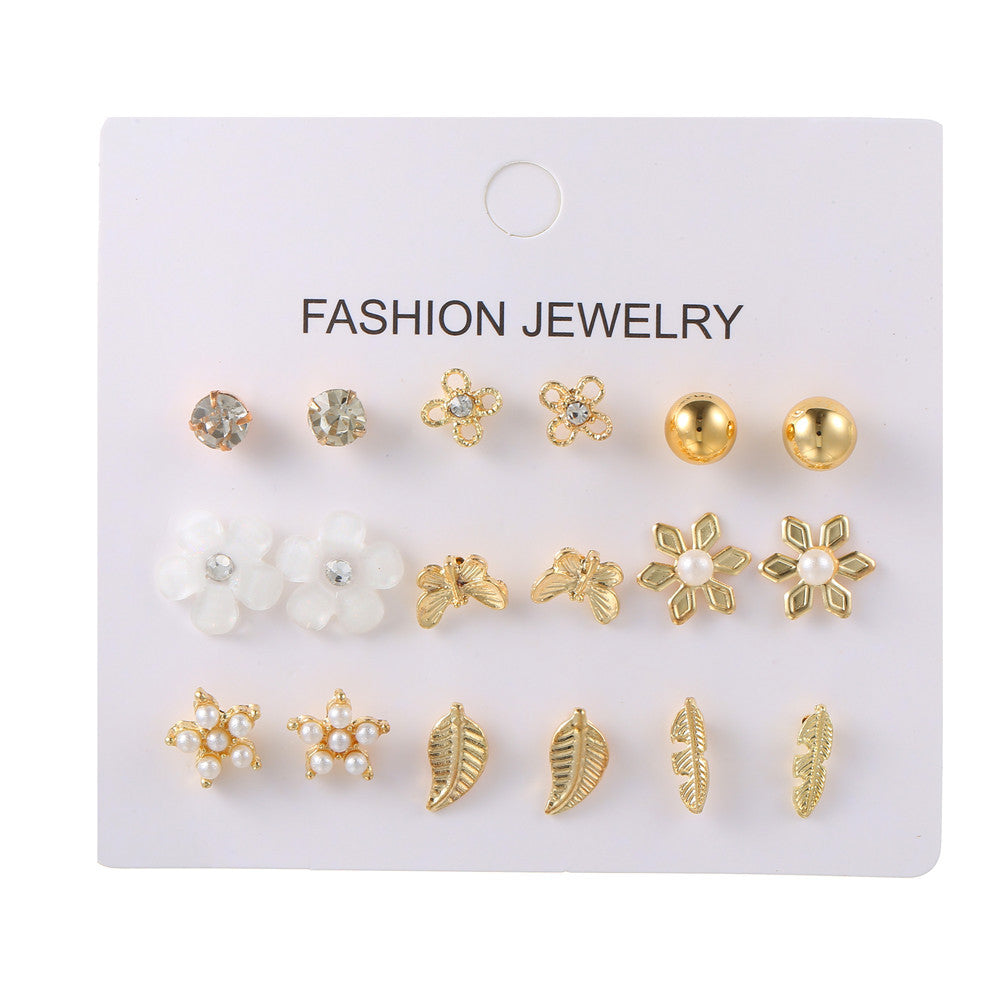 Minimalist Sweet Geometric Round Pearl Plated Stainless Steel Earrings