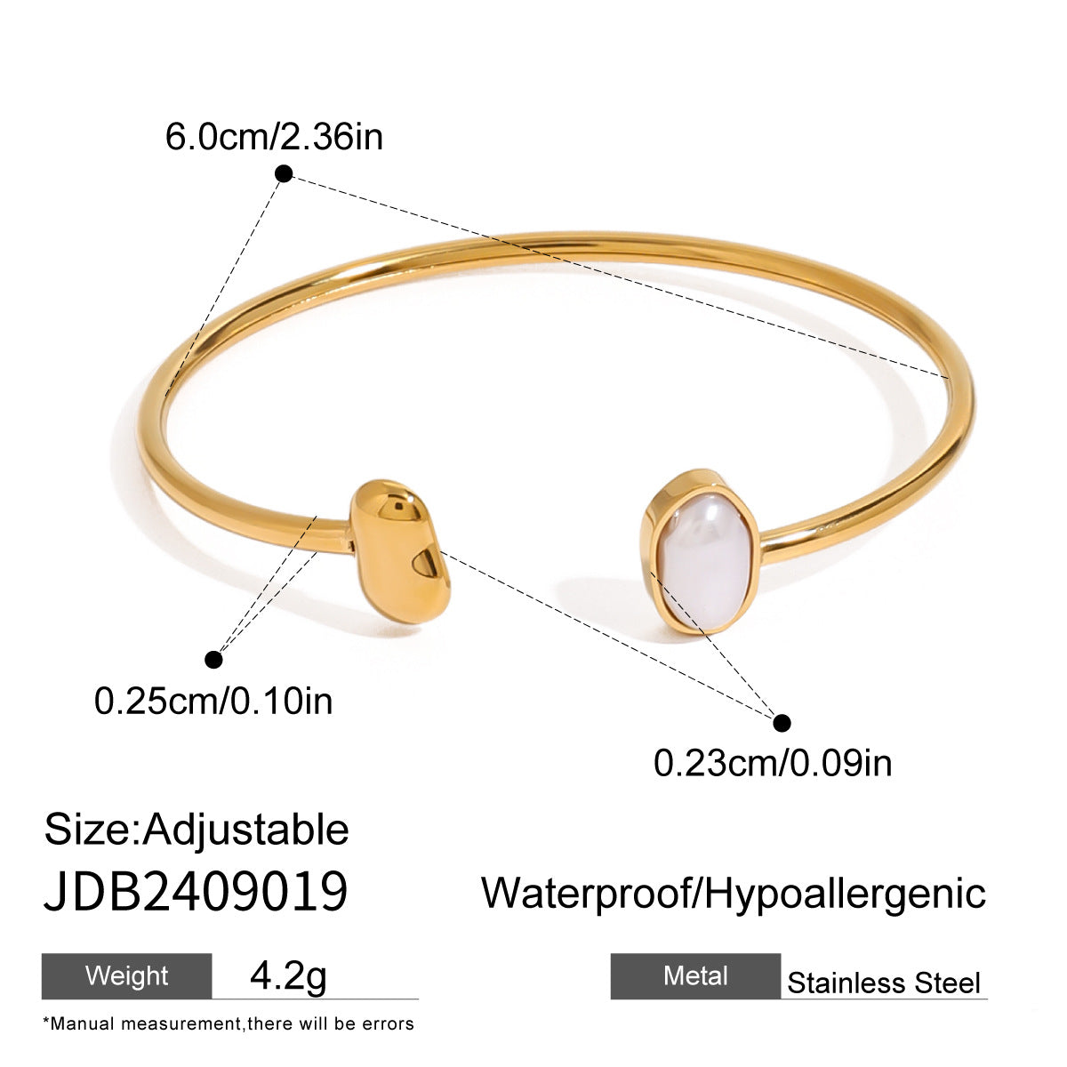 Set di bracciale e orecchini a goccia in acciaio inossidabile asimmetrico e minimalista con finitura placcata