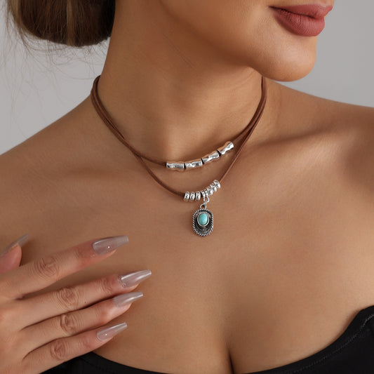 Heart Geometric Alloy Plated Pendant Necklace for Women