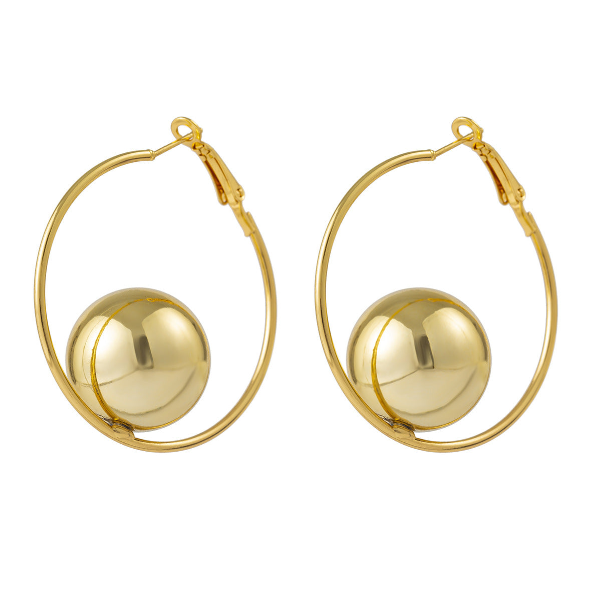 Pendientes minimalistas de tuerca con círculo geométrico hueco de metal chapado para mujer